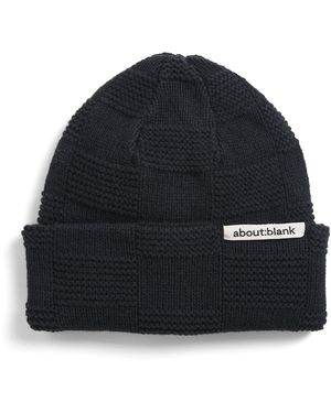 About Blank Cotton Knit Chequerboard Beanie - Black