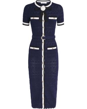 Self-Portrait Knitted Belt Midi Dress - Blue