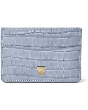 Aspinal of London Leather Croc-Embossed Slim Card Holder - Blue