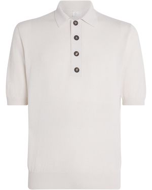 Eleventy Cotton-Cashmere Polo Shirt - White