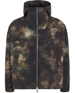 Cole Buxton Canvas Camo Print Cropped Parka Jacket - Gray