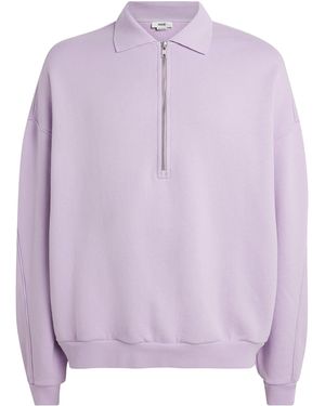 Agolde Cotton Pace Quarter-Zip Sweatshirt - Purple