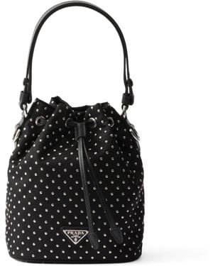 Prada Mini Re-Nylon Studded Bucket Bag - Black