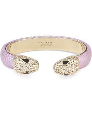 BVLGARI Leather Serpenti Forever Bangle - Natural