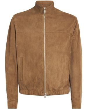 Jacob Cohen Suede Zip-Up Jacket - Brown