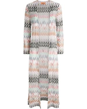Missoni Lurex Zigzag Long Cardigan - Grey