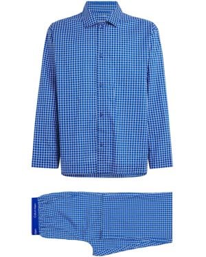Calvin Klein Cotton Check Pajama Set - Blue