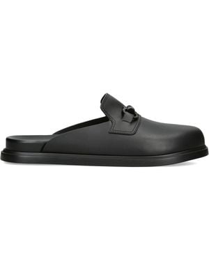 Ferragamo Leather Gancini Mules - Black