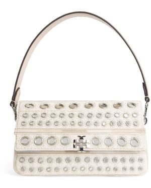 Tory Burch Small Embellished Charlie Shoulder Bag - Metallic