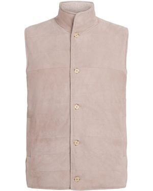 N.Peal Cashmere Reversible Organic Cashmere-Suede Gilet - Brown