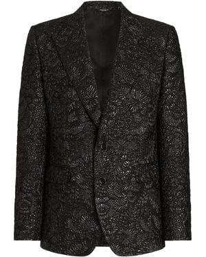 Dolce & Gabbana Jacquard Single-Breasted Blazer - Black
