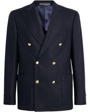 Corneliani Virgin Wool Double-Breasted Blazer - Blue