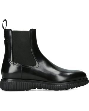 Ferragamo Leather Sandro Chelsea Boots - Black