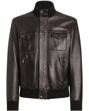 Dolce & Gabbana Lambskin Bomber Jacket - Black