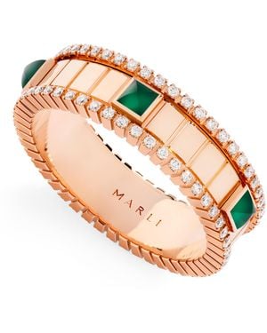Marli New York Diamond And Agate Life Spinning Ring - Pink