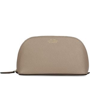 Smythson Grained Panama Leather Wash Bag - Grey