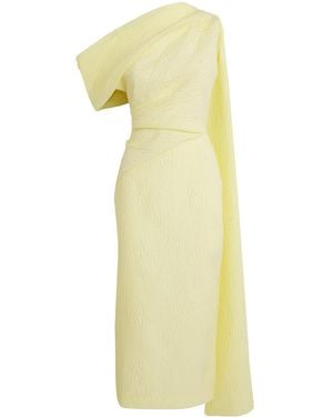 ROKSANDA Cloqué One-Shoulder Maite Midi Dress - Yellow