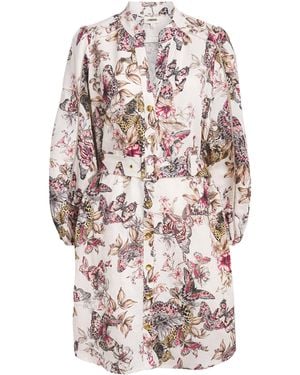 L'Agence Linen-Blend Printed Kiersten Mini Dress - White