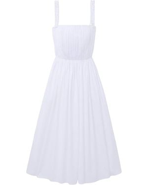 McQueen Cotton Stripe Midi Dress - White