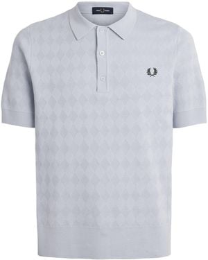 Fred Perry Cotton Pointelle Polo Shirt - Blue