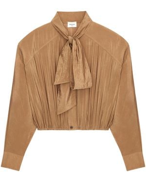Saint Laurent Taffeta Lavalliére Shirt - Brown