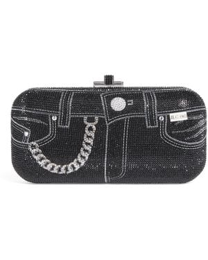 Judith Leiber Crystal Jeans Long Slide Clutch Bag - Black