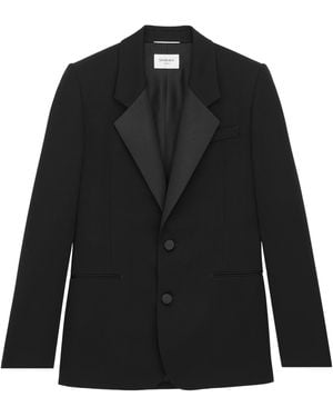 Saint Laurent Wool Satin-Detail Tuxedo Jacket - Black
