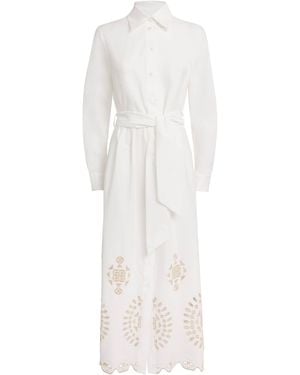 Eleventy Stretch-Cotton Embroidered Maxi Dress - White