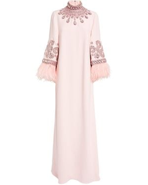 Andrew Gn Embellished Feather-trim Gown - Pink