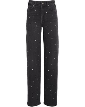 PAIGE Embellished Sasha Wide-Leg Jeans - Black