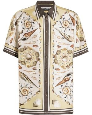 Dolce & Gabbana Silk Twill Printed Shirt - White