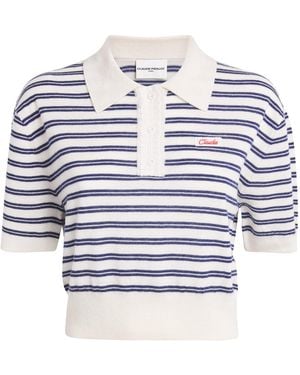 Claudie Pierlot Wool Stripe Polo Jumper - Blue