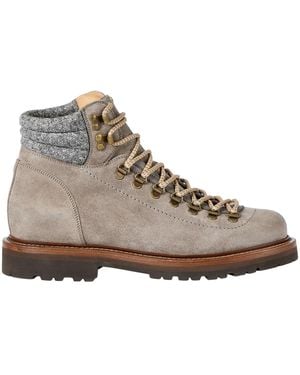 Brunello Cucinelli Suede Wool-Trim Mountain Boots - Brown