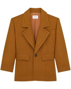 Saint Laurent Wool Single-Breasted Blazer - Brown