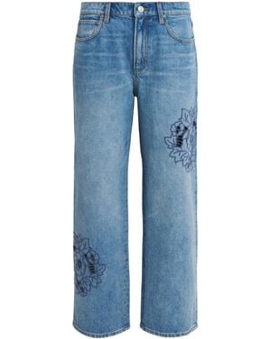 PAIGE Embroidered Rylann Straight Jeans - Blue