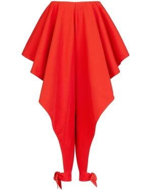 Alaïa Cotton Gabardine Open-Leg Trousers - Red
