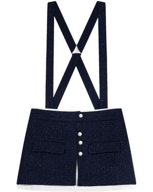 Maje Tweed Suspender Shorts - Blue
