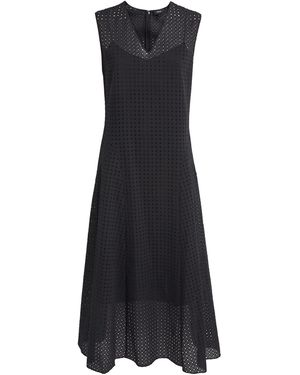 Theory Broderie Anglaise V-Neck Midi Dress - Black