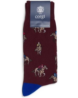 Corgi Jacquard Horse Socks - Purple