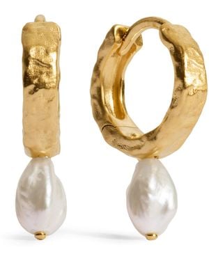 Monica Vinader Vermeil And Pearl Capri Huggie Earrings - Metallic
