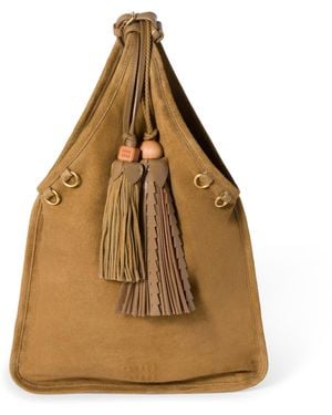 Miu Miu Suede Tassel Tote Bag - Natural