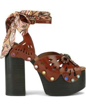 Kurt Geiger Leather Butterfly Platform Heels - Brown