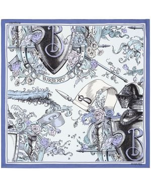 Burberry Silk Etched Knight Scarf - Blue