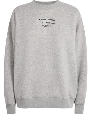 Anine Bing Fleece Logo Miles Sweatshirt - Gray