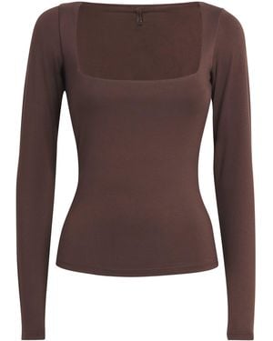 Skims Smooth Layers Square-Neck Top - Brown