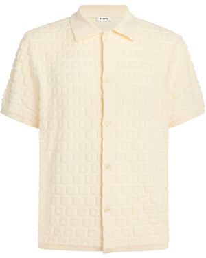 Sandro Terry Knit Jacquard Short-Sleeve Shirt - White