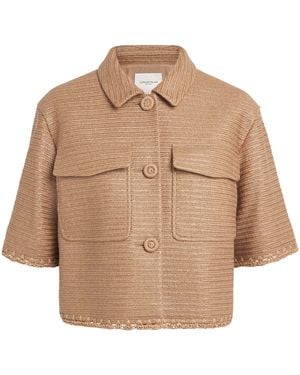 Lafayette 148 New York Faux Raffia Cropped Overshirt - Natural