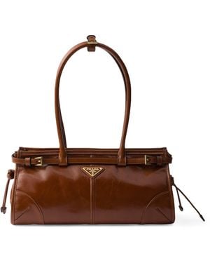 Prada Medium Leather Bonnie Top-Handle Bag - Brown