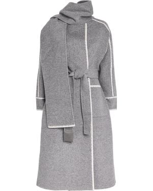 Maje Wool-Blend Scarf Coat - Grey