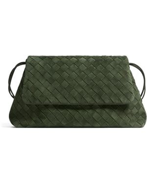 Bottega Veneta Suede Giorno Shoulder Bag - Green